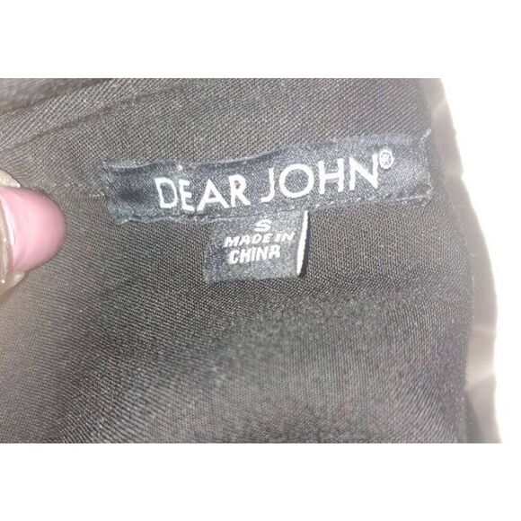 Dear John Women's Size Small Black 100% Rayon Hi-Lo Roll Tab Sleeve Blouse - Picture 4 of 6